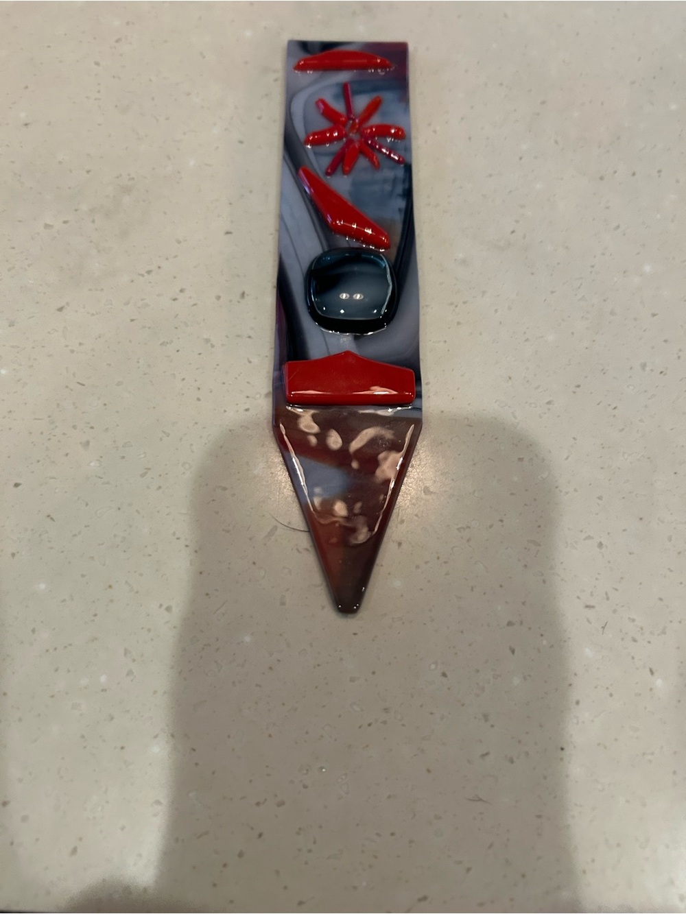 Handcrafted Red and Black Fused Glass Home Accent
